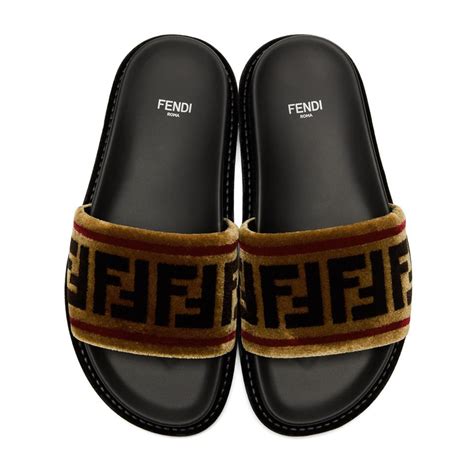 fendi multicolor velvet logo slides|Women's Designer Slides .